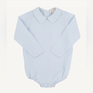 The Beaufort Bonnet Company Light Blue Windowpane Onesie Peter Pan Collar 18/24M